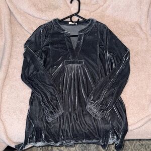 Easel Shimmery Gray-blue Velvet Holiday dress